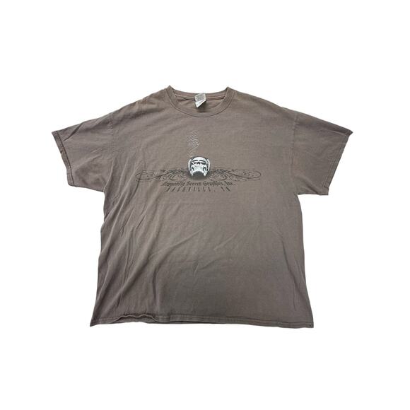 Gildan Other - Vintage Brown Y2K Graphic Skull Tee Men’s XL